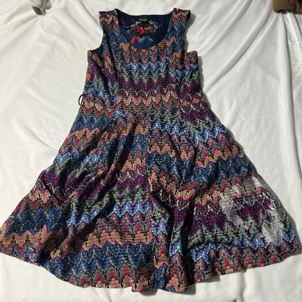 Desingual Atypical Chula Life Mini Dress Medium Mardi-gras Wearable Art - Picture 5 of 15
